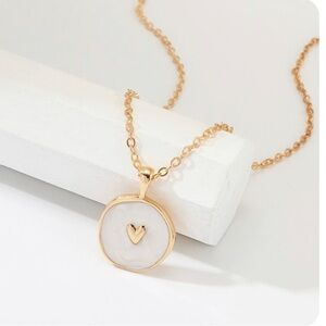 Gold & White Enamel Pendant Necklace